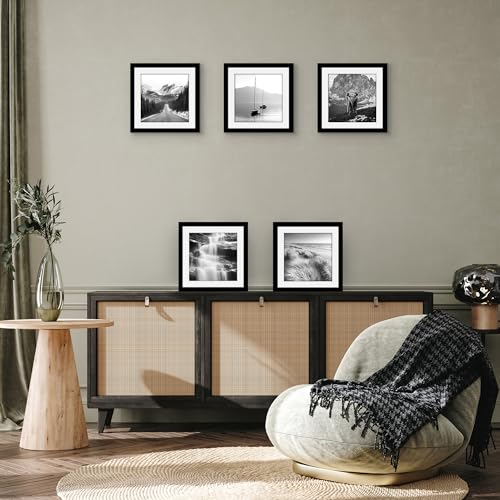 Americanflat 10x10 Picture Frame with Polished Plexiglass - Set of 5 - Use as 8x8 Frame with Mat or Display 10x10 Photo Wi...