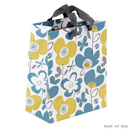 Hallmark 9" Medium Gift Bag with Tissue Paper (Flowers and Butterflies; Turquoise and Yellow) for Birthdays, Mothers Day, ...