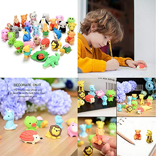 URSKYTOUS 35Pcs Animal Erasers Desk Pets for Kids Animal Pencil Erasers Bulk Puzzle Eraser Toys Gifts for Classroom Prize...