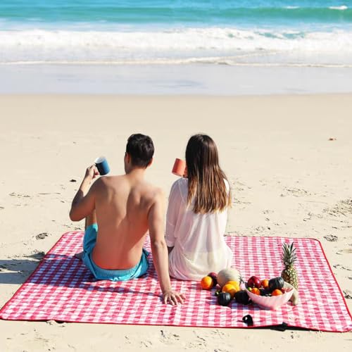 LRUUIDDE Extra Large Picnic Blanket Beach Blankets, Outdoor Foldable Waterproof Sand Mat for Beach Camping Hiking Travel F...