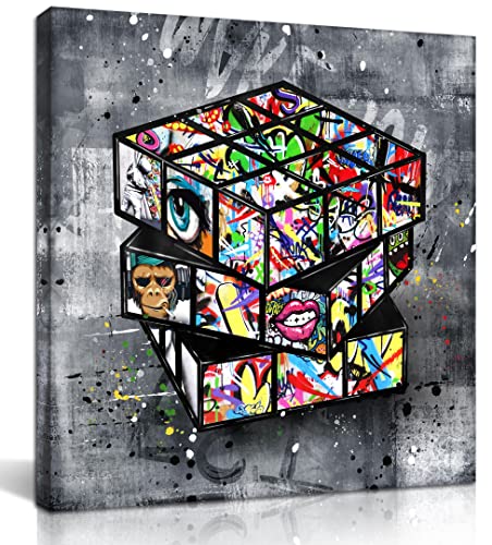 SIXTTART Banksy Canvas Wall-Art for Bedroom - Street Graffiti Wall Art Abstract Painting Pop Art Wall Decor Modern Home Of...