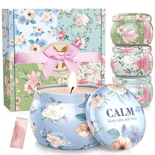 BlissfulOasis Scented Candles Set, 17.6 oz 4 Pack Home Scented Candles, 100-120 Hours Candle Set for Men and Women, Long L...