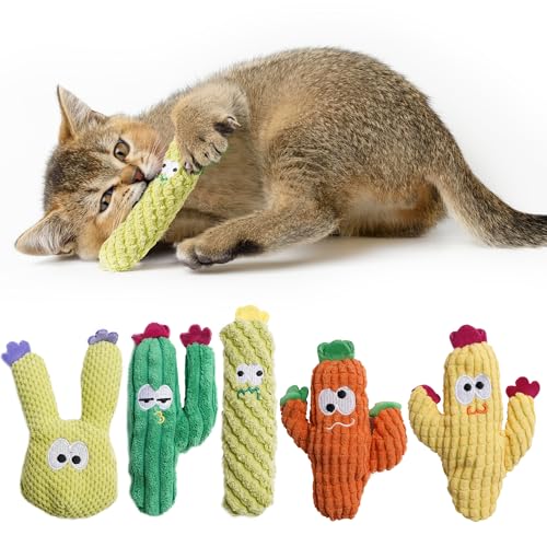 Pawsible Cat Toys for Indoor Cats, 100% Pure Organic Catnip-Filled Toys Without Cotton, Interactive Cactus Kitten Toy for ...