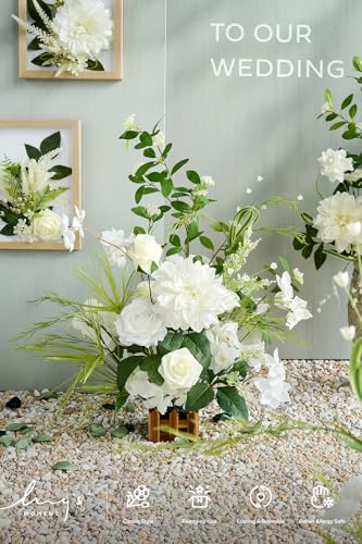Ling's moment 17.5" Tall Free Standing Artificial Flowers Arrangements 4 pcs Fall Wedding Aisle Runner Chair Decorations L...