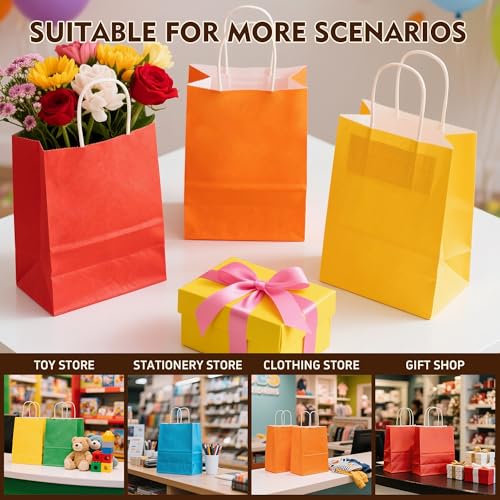 YEEHAW 24 Pack Small Gift Bags 5.8"×3.2"×8.25" Kraft Paper Bags with Handles, Party Favor Bags Bulk for Kids Birthday, Bab...