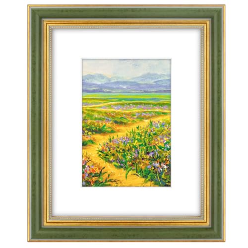 Golden State Art,8x10 Ornate Picture Frame for 5x7 Photo with Mat or 8 x 10 Prints Without Mat, Real Glass Wall & Tabletop...