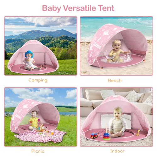 Zooawa Baby Beach Tent, Pop Up Beach Tent Sun Shade for Beach, Portable Shade Pool UV Protection Sun Shelter for Infant wi...