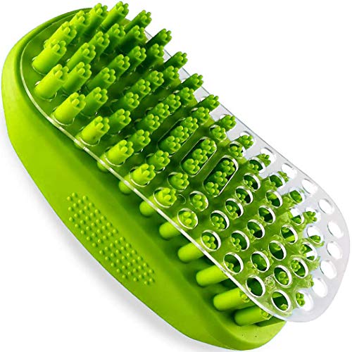 Metopets Rubber Curry Brush for Short Haired Dogs, Soft Curry Comb with Removable Screen, Silicone Pet Brush, Use Wet as B...