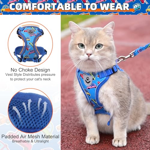 KOOLTAIL Cat Harness and Leash Set, Escape Proof for Safe Walking & Travel, Reflective Comfortable Easy Control Adjustable...