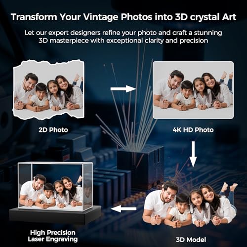 3D Crystal Photo Personalized Landscape - Custom Laser Engraved Crystal Picture Gift for Mom Wife Her, Mother's Day Birthd...