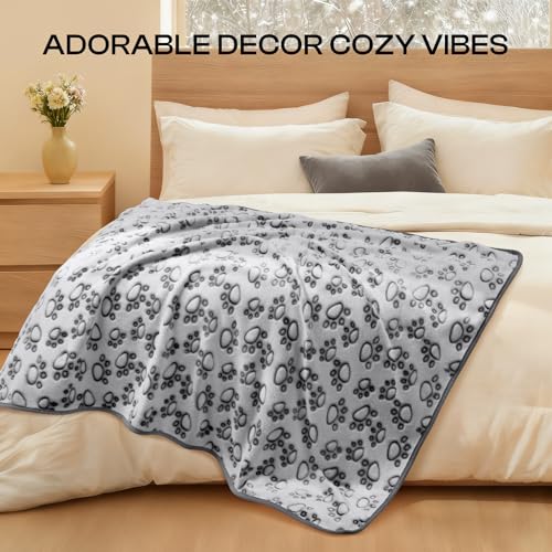 Luciphia Premium Soft Dog Blanket for Small Medium Large Dogs Washable 300GSM Fluffy Warm Fleece Puppy Cat Paw Print Pet F...
