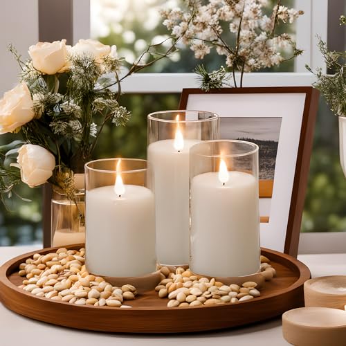 NICEME Flickering Flameless Candles with Remote Control Timer Unbreakable Acrylic Battery Operated LED Candles with Flicke...