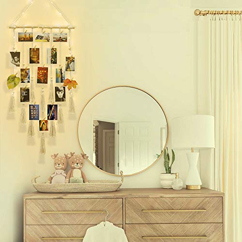 Homecor Hanging Photo Display Wall Decor, Macrame Wall Hanging Boho Room Bedroom Decor, Picture Frame Collage Board with L...