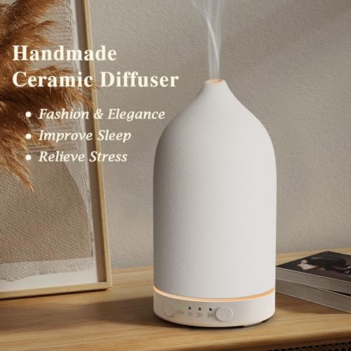 Diffuserlove Ceramic Essential Oil Diffuser 160ML Aromatherapy Diffuser for Home Bedroom Room Cool Mist Humidifier Stone A...