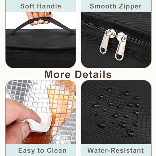 FlowFly Small Insulated Lunch box Portable Soft Bag Mini Cooler Thermal Meal Tote Kit with Handle for Work & School, Black