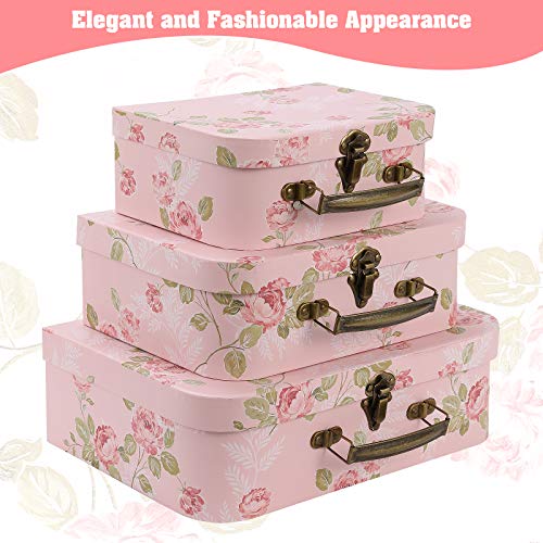 Anndason Set of 3 Paperboard Suitcases Storage Box Storage Gift Boxes With Lids for Photo Storage Home Decoration, Weddin...