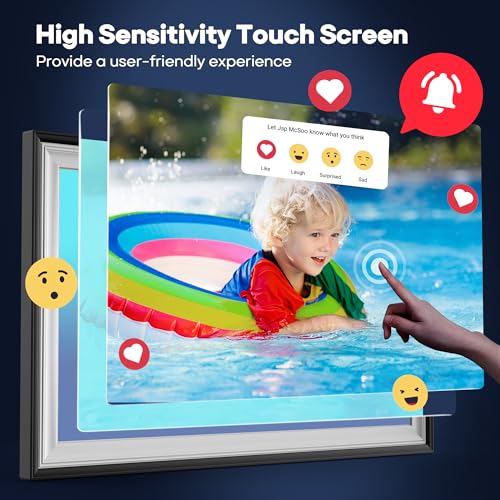 BIGASUO Digital Picture Frame Frameo 15.6" WiFi Electronic Photo Frames Large with 64GB Memory 1920x1080 IPS FHD Touch Scr...