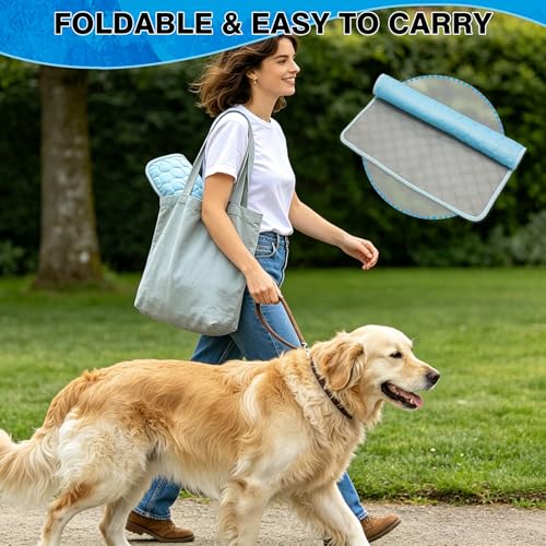 XinChangShangMao Dog Cooling Mat, Q-Max>0.4 Pet Dog Self Cool Pad, Ice Silk Washable Summer Cooled Mat for Dogs Cats, Kenn...