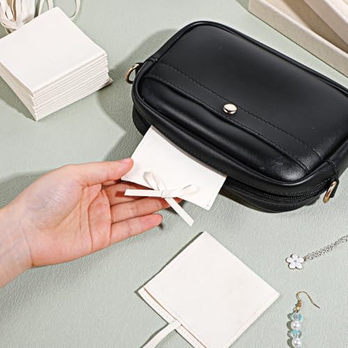 YQQYG 30 Pcs Microfiber Jewelry Pouch with Band 8x8 cm, Jewelry Packaging Gift Bags for Bracelet Necklace Packaging