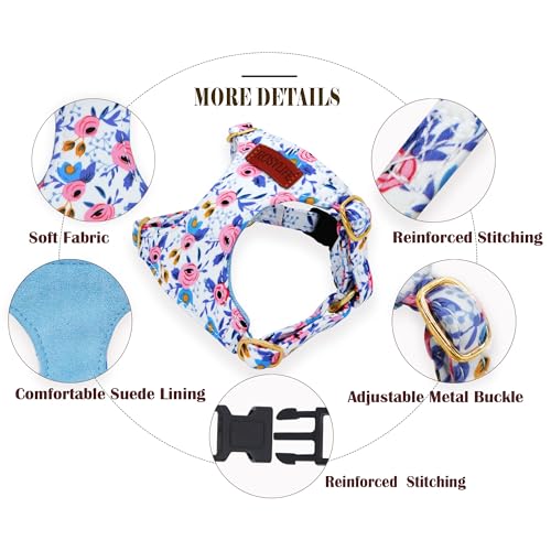 No Pull Dog Harness Adjustable Small Dog Harness and Leash Set, Lightweight and Soft Dog Harness No Choke Escape Proof Pet...