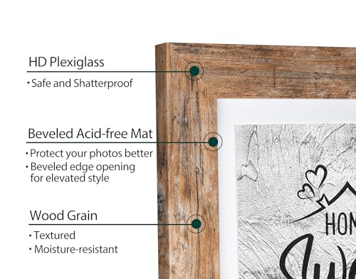 Califortree 5x7 Picture Frame - Can Display Photo 4x6 with Mat, Wood Frame with Shatterproof Plexiglass, Wall & Tabletop D...