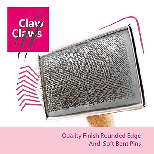 Claw Claws Pet Slicker Brush for Large Dogs, Wooden Handle with Stainless Steel Soft Pins, Gently Remove Tangled, Loose Un...