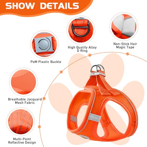 HIHANHAN Soft Mesh Dog Harness and Leash Set, No Pull Puppy Harness and Leash Set, Reflective Step in Harness for Small Me...