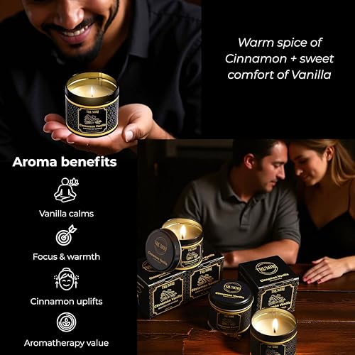 Vanilla Candle with Cinnamon Strong Scented Soy Candel Clean Non Toxic Velas Aromáticas for Women Gift for Fall Christmas ...