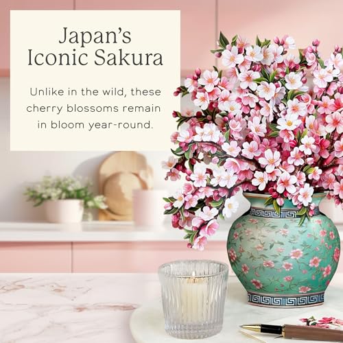 Freshcut Paper Japanese Cherry Blossoms 12 Inch Life-Sized 3D Pop Up Card – Greeting Card, Birthday, Mothers Day, Thank Yo...