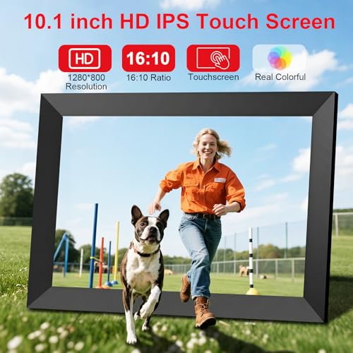Digital Picture Frame, Frameo 10.1 Inch WiFi Electronic Photo Frame, 1280x800 HD IPS Touch Screen, Auto-Rotate, Wall Mount...