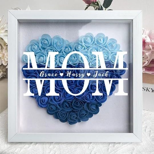 CUSTNEY Mom Flower Shadow Box with LED Light Personalized Light Up Flower Shadow Box Frame with Kid's Name for MOM Grandma...