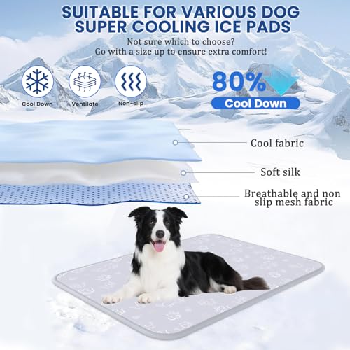 SUPRIY Dog & Cat Cooling Mat with Bandana - Pet Cooling Pad & Pet Scarf Set for Summer(QMAX>0.4) for Pet in Summer, Washab...