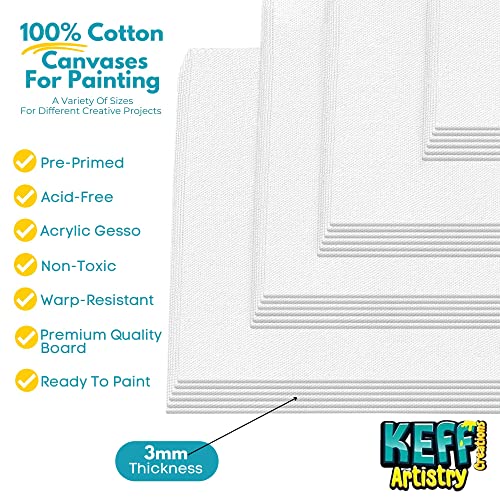 KEFF 24-Pack 𝗣𝗥𝗘𝗠𝗜𝗨𝗠 Canvas for Painting, 6 of 5x7, 8x10, 9x12,11x14 Painting Canvas Boards, Art Supplies for Adult...