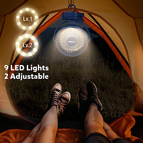 Clip on Fan 65 Hours Portable Desk Fan Rechargeable with LED Lights & Hooks 12000 Capacity Battery Operated Fan with Clips...