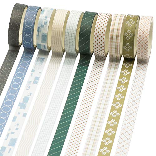 Knaid 40 Rolls of Slim Washi Tape Gift Box Set, Decorative Paper Tapes 10 mm Wide for Scrapbooking, DIY Arts and Crafts, B...