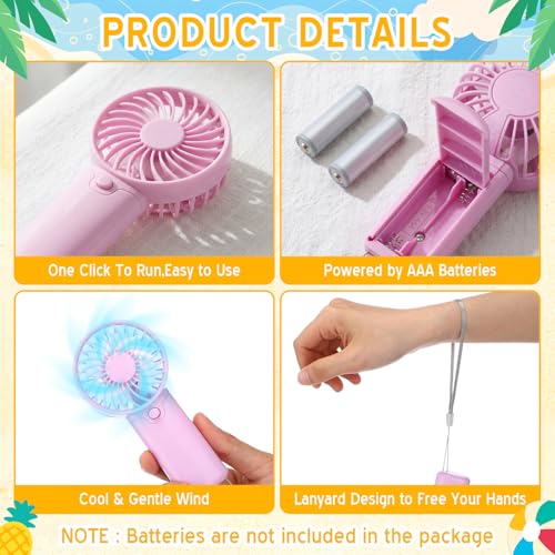 Rossesay 24 Sets End of Year Gifts Mini Portable Fans Summer Party Favors Battery Operated Handheld Fans with Thank You Ca...
