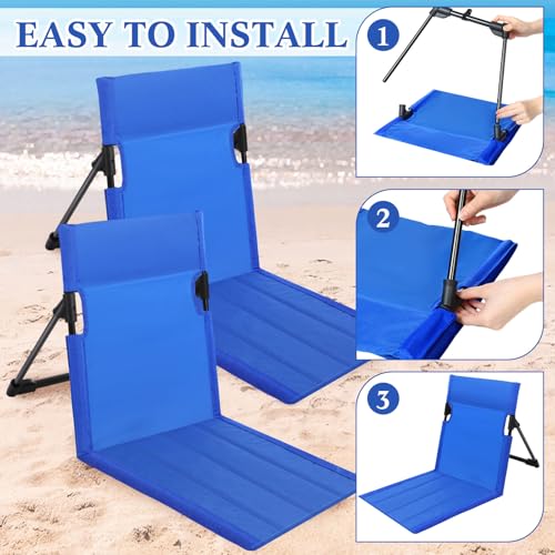 Karenhi 4 Pcs Foldable Poolside Chairs Portable Beach Chair Folding Seat for Edge of Pool Provide Back Support with Carry ...