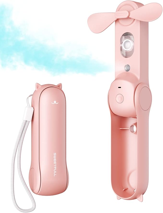 SWEETFULL Misting Fan Portable, Handheld Personal Mister Fans, Small Fan Rechargeable, Mini Spray Water Mist, Kids Women P...