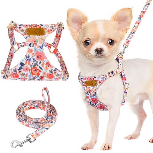 Lukovee Puppy Harness and Leash Set, No Pull Lightweight Soft Suede Adjustable Pet Harness Vest with Snap Buckle for Puppy...