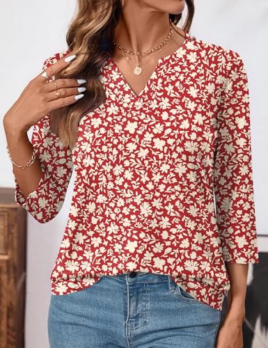 LOMON Womens 3/4 Length Sleeve Tops V Neck Business Casual Blouses Summer Tees Shirts 2026