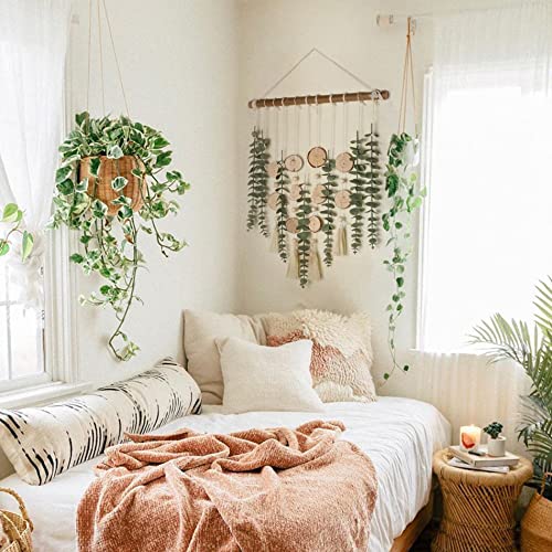 Artificial Eucalyptus Wall Decor Fake Greenery Leaves Stems Wall Hanging Plants on 16.5 inch Wooden Stick Boho Rustic Farm...