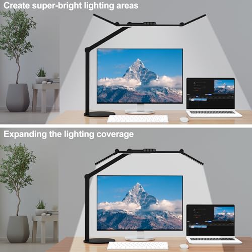 Micomlan Architect Desk Lamp with Atmosphere Lighting, Adjustable Led Desk Light for Home Office with Base, 24W Bright Aut...