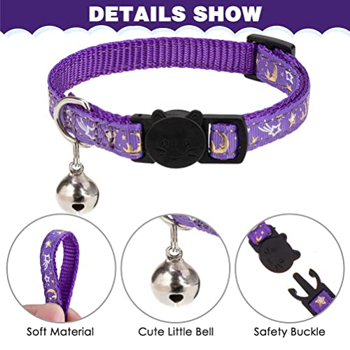 PAWCHIE Cat Harness with Leash and Collar Set - Escape Proof Adjustable H-shped Cat Harness with Star and Moon Pattern Glo...