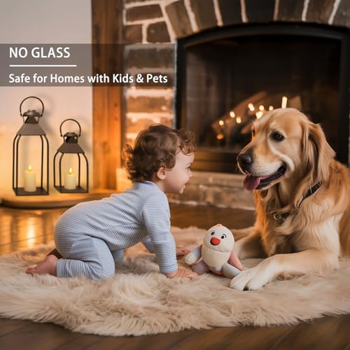 Decorative Metal Lanterns Indoor Outdoor, Candle Holder for Porch, Patio, Fireplace, Floor, Wedding, Christmas, Fall, Holi...