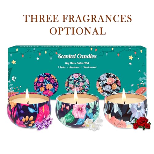 3 Pack Scented Candles Gift, 2.5 oz Aromatherapy Candles for Home Scented, Natural Soy Candles Stress Relief Gift for Wome...
