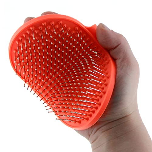 Raw Paws Grooming Brush, 1 ct - Hand-Held Rubber Tipped Pin Brush for Dogs & Cats - Deshedding Dogs with Short Hair & Long...