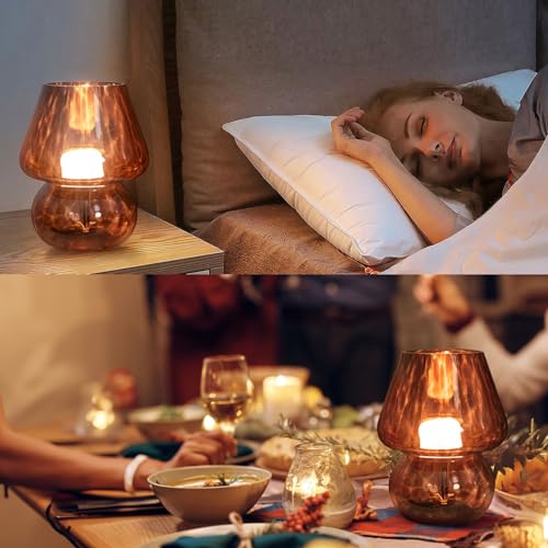 ULAROOM USB Plug-in Vintage Mushroom Lamp Small Bedside Table Lamp with 3 Temperature LED Bulb,Free Dimming Nights Light f...