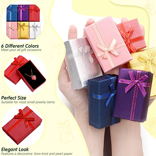 Marspark Small Jewelry Gift Boxes Bulk Empty Gift Box with Bows Necklace Bracelet Packaging Boxes for Birthday Wedding Par...