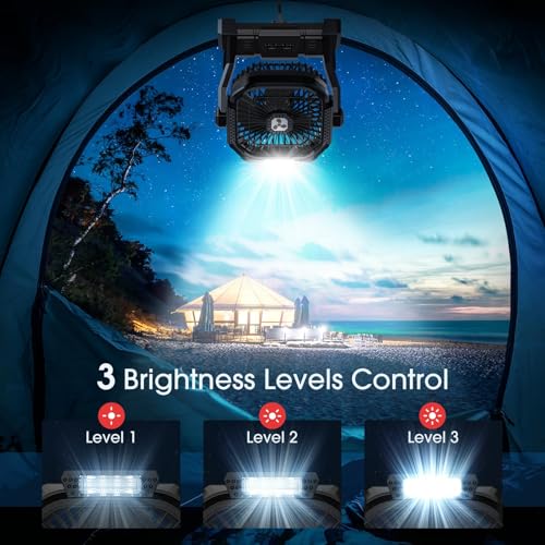 ONLYNEW Portable Fan Rechargeable, 20000mAh Cordless Battery Powered Fan with LED Lantern, USB C Battery Operated for Camp...