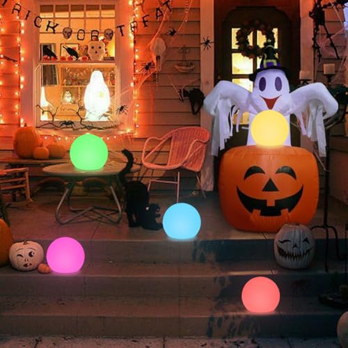 8-in Solar Globe Light Outdoor, Waterproof Solar Ball Light for Outside w/Remote, 16 RGB Color Changing Glowing Orb Lamp L...